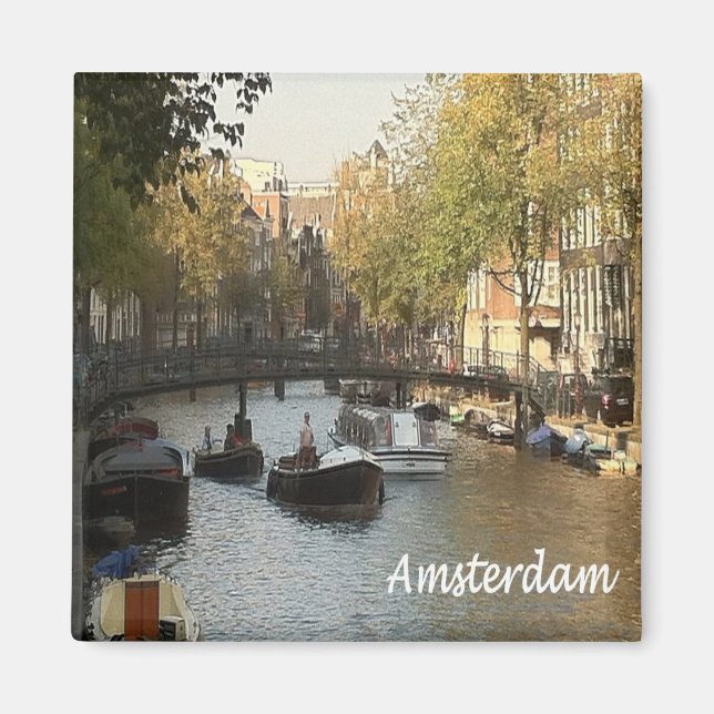 Imán zNL017 AMSTERDAM canal navegable, Fridge (Frente)
