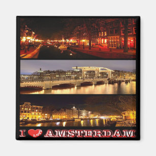 Imán zNL024 - ÁMSTERDAM "I Love" Países Bajos, collage,