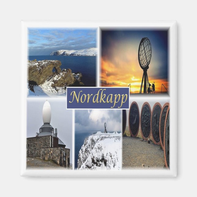 Imán zNO007 NORDKAPP NORTH CAPE, Noruega, Europa, Fridg (Frente)
