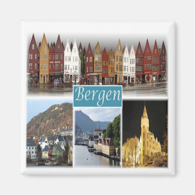 Imán zNO009 BERGEN, Noruega, Europa, Fridge (Frente)