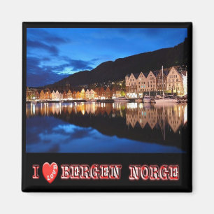 Imán zNO021 BERGEN, Noruega "I Love", Fridge