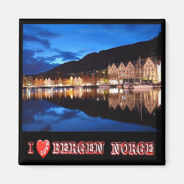 Imán zNO021 BERGEN, Noruega "I Love", Fridge (Frente)
