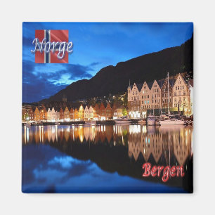 Imán zNO022 BERGEN BRYGGEN, Noruega, Europa, Fridge