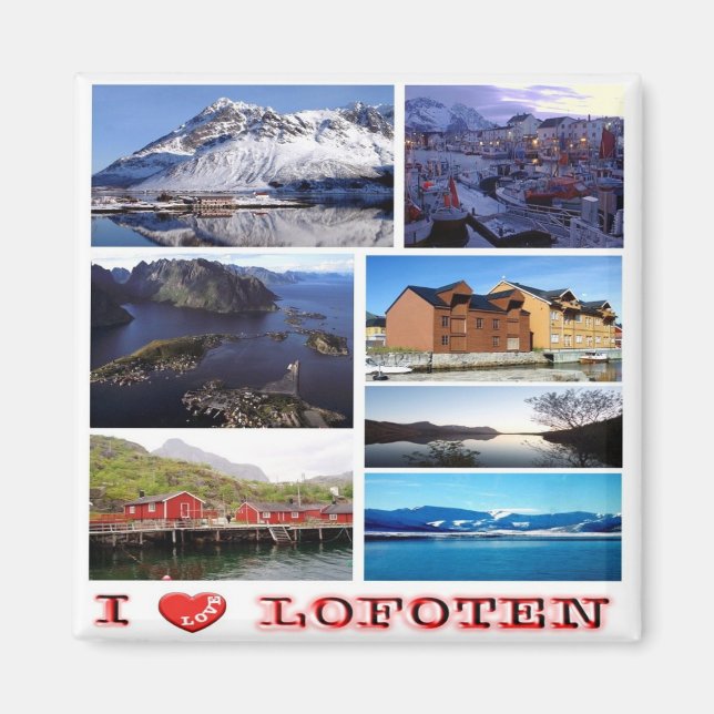 Imán zNO038 LOFOTEN "I Love", Noruega, Europa, Fridge (Frente)