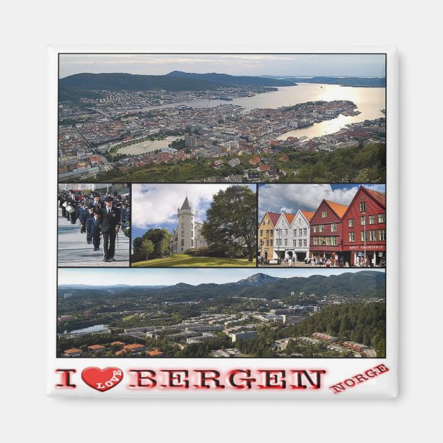 Imán zNO040 BERGEN, Noruega, Europa, Fridge (Frente)
