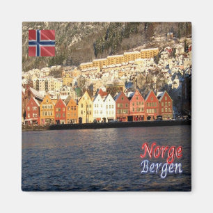 Imán zNO074 BERGEN BRYGGEN, Noruega, Europa, Fridge