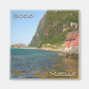 Imán zNO076 BODØ Mjelle beach, Noruega, Europa, Fridge