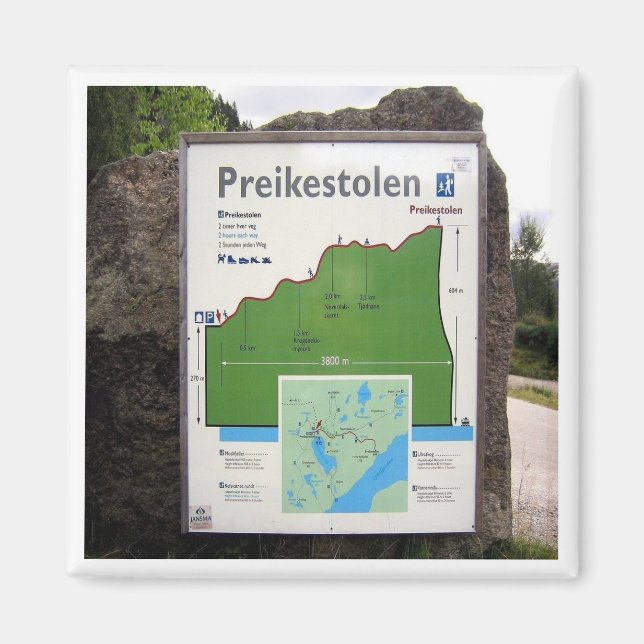 Imán zNO098 PREIKESTOLEN TRAIL MAP Lysefjorden, Noruega (Frente)