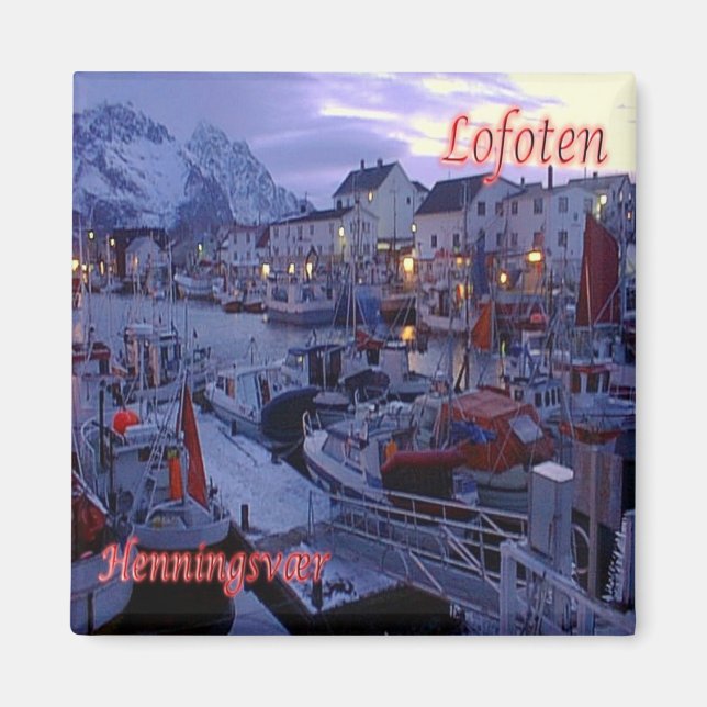 Imán zNO140 HENNINGSVAER, Lofoten, Noruega, Fridge (Frente)