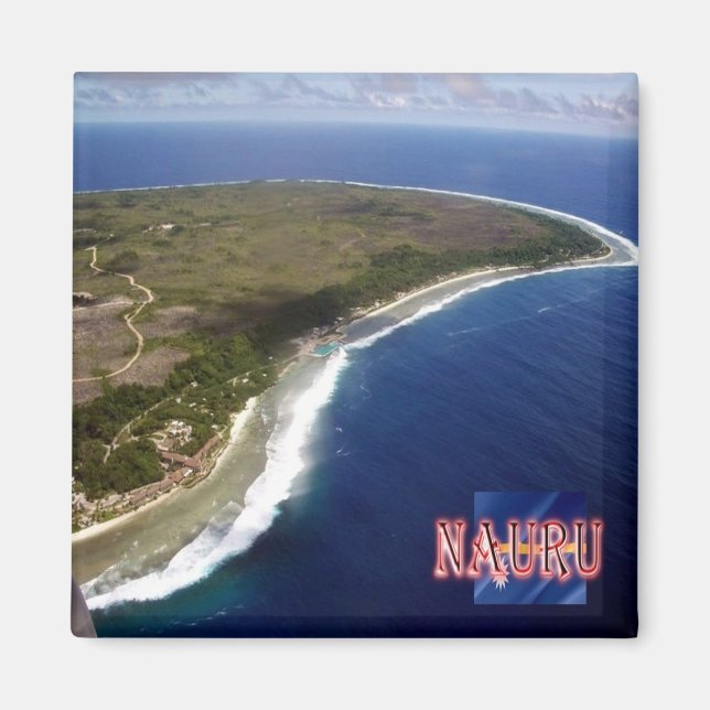 Imán zNR005 NAURU, Aerial View, Oceanía, Fridge (Frente)