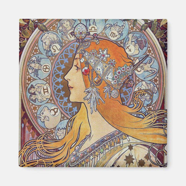 Imán Zodiac de Alphonse Mucha (Frente)