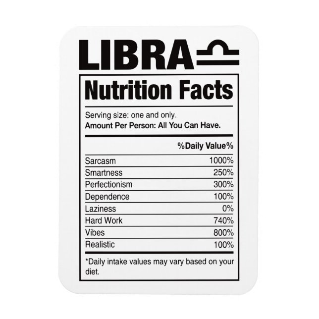 Imán Zodiac Nutrition Values Fridge Magnet (Vertical)