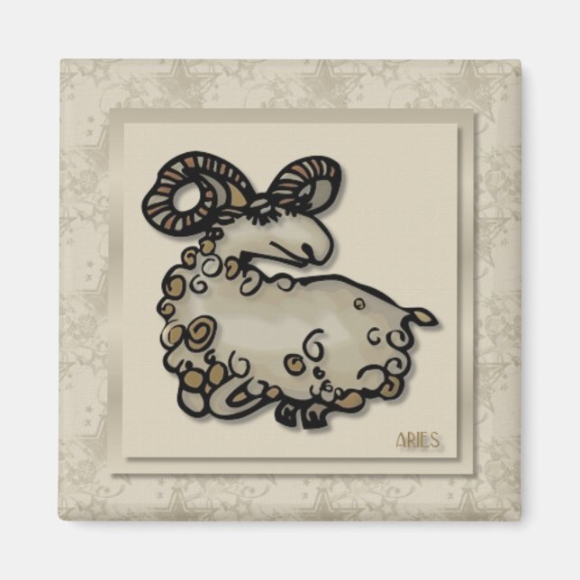 Imán Zodiac Rótulo Aries Magnet (Frente)