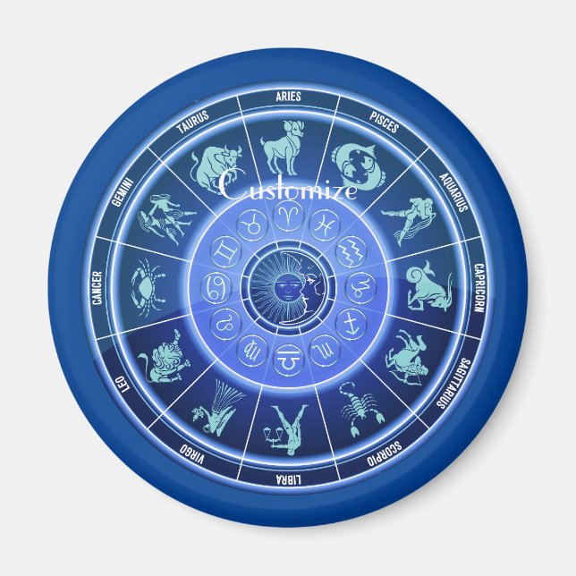 Imán Zodiac Sun Rótulo Astrología Calendario Thunder_Co (Frente)