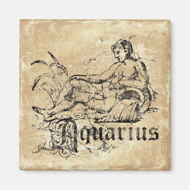Imán Zodiaco Acuario Vintage (Frente)