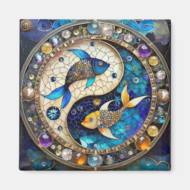 Imán Zodiaco - Pez Piscis Yin y Yang (Frente)