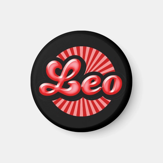 Imán Zodíaco Retro Leo (Frente)