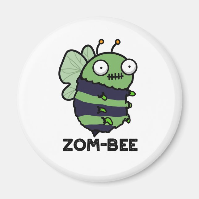 Imán Zom-bee Funny Halloween Zombie Bee Pun (Frente)
