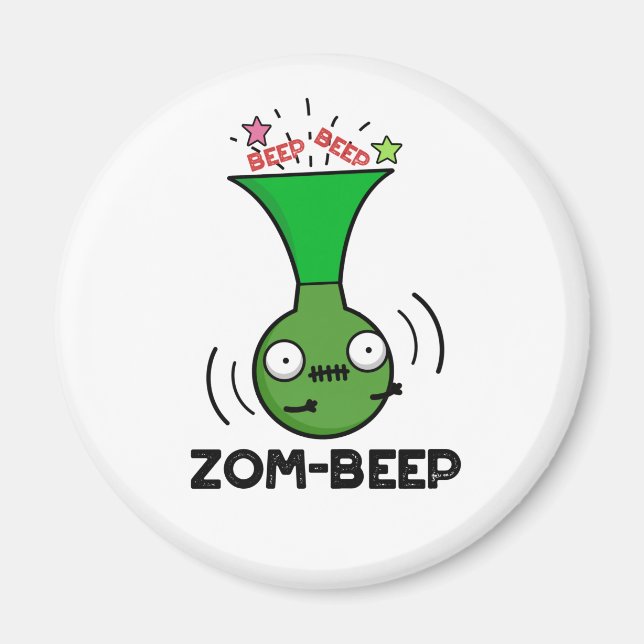 Imán Zom-beep Funny Halloween Zombie Honker Pun (Frente)
