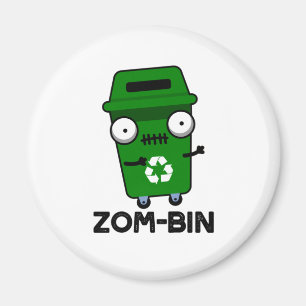 Imán Zom-bin Funny Halloween Zombie Trash Bin Pun