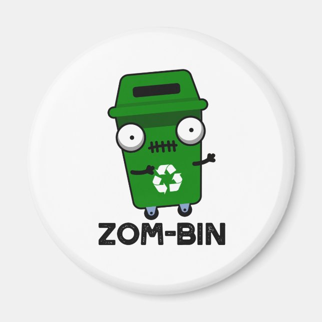 Imán Zom-bin Funny Halloween Zombie Trash Bin Pun (Frente)