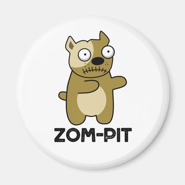 Imán Zom-pit Funny Halloween Zombie Pit Bull Pun (Frente)