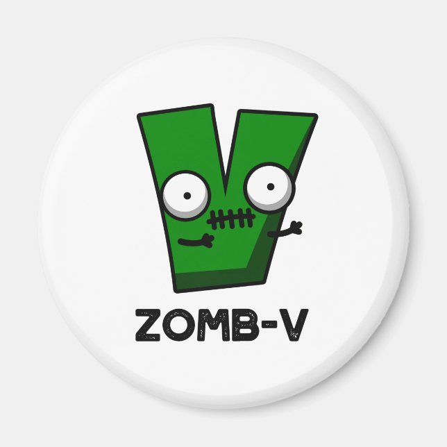 Imán Zomb-V Funny Halloween Zombie Alphabet V Pun (Frente)