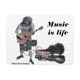 Imán Zombie Guitar Músico Life Refrigerator Magnet