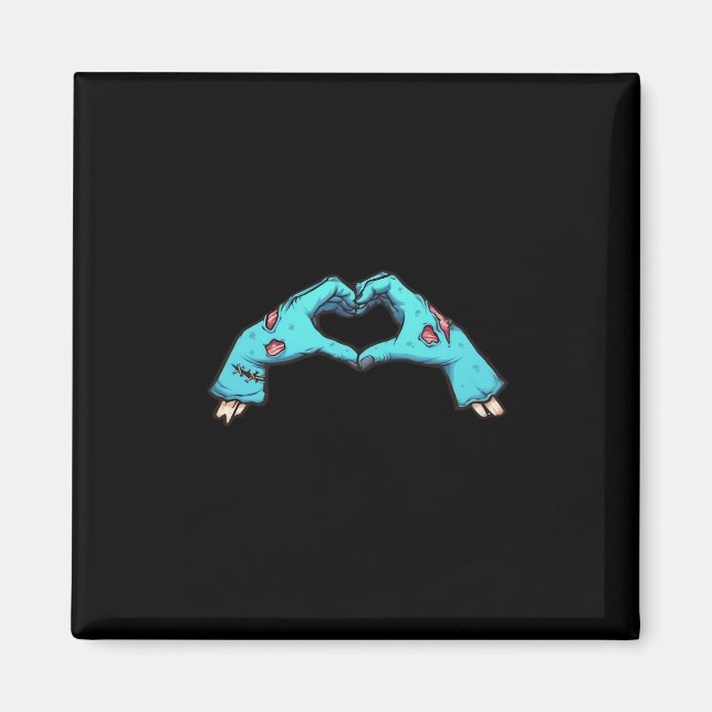 Imán Zombie Hands Heart Halloween Spooky (Frente)