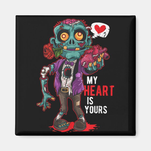 Imán Zombie San Valentín Mi corazón te pertenece  (Frente)