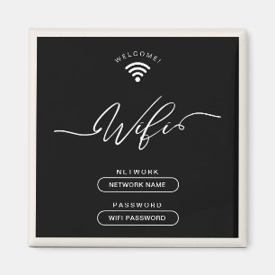 Imán Zona wifi simple negra y Minimalista beige
