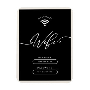Imán Zona wifi simple negra y Minimalista beige