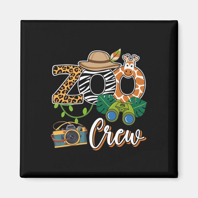 Imán Zoo Giraffe Crew Safari Animal Zoo Keeper Kids Fie (Frente)