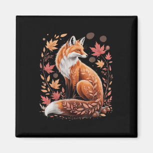 Imán Zorro Floral Otoño Boho Animal Amante de la Natura