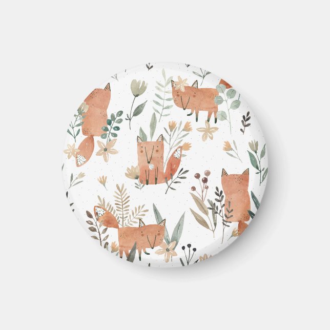 Imán zorros en praderas: sin foco acuarela (Frente)