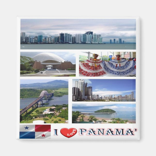 Imán zPA002 PANAMA I Love, Mosaic, America, Fridge (Frente)