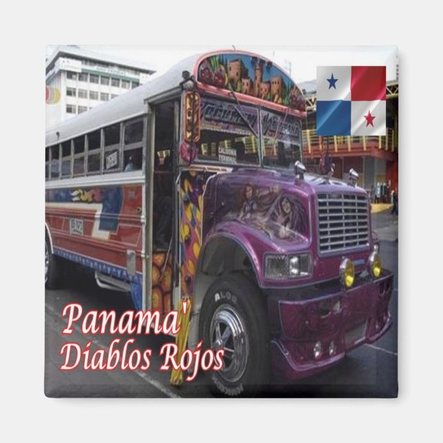 Imán zPA009 PANAMA, Red Devil Public Transport, Fridge (Frente)