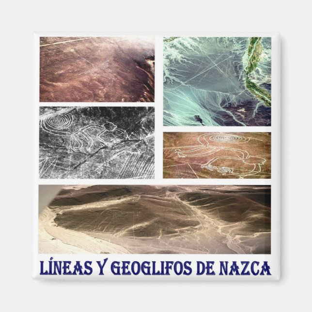 Imán zPE009 PERU, líneas de Nazca y geoglíficos, nevera (Frente)