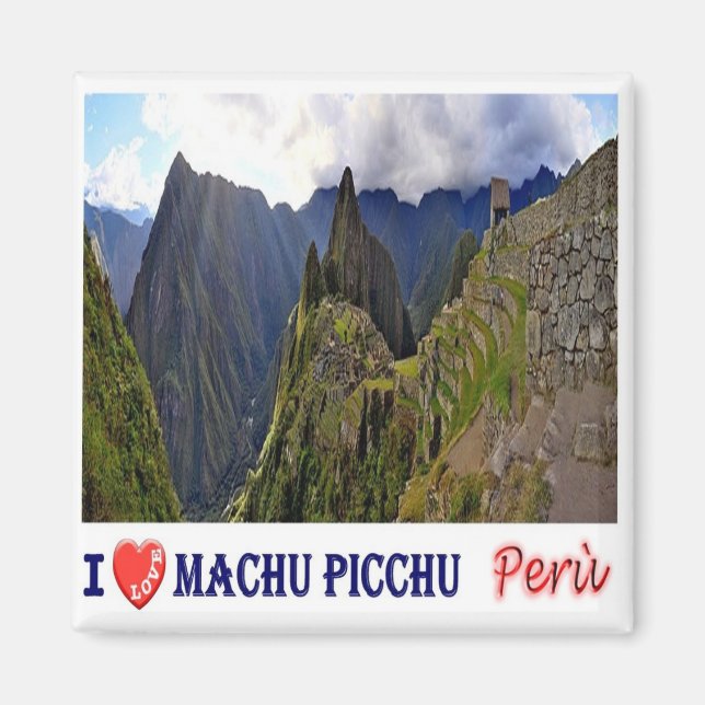 Imán zPE027 MACHU PICCHU I Love, Mosaic, Peru, Fridge (Frente)