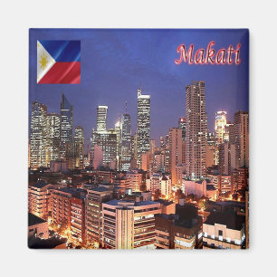 Imán zPH009 MAKATI, Ciudad Por Noche, Filipinas, Fridge