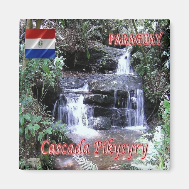 Imán zPY007 PARAGUAY, Cascada de Pikysyry, Nevera (Frente)