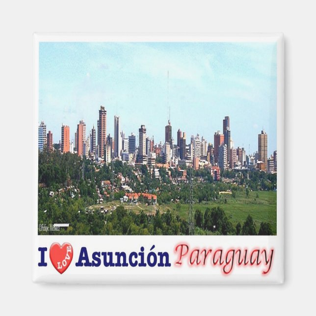 Imán ZPY008 Asunción I Love, Paraguay, América, Fridge (Frente)