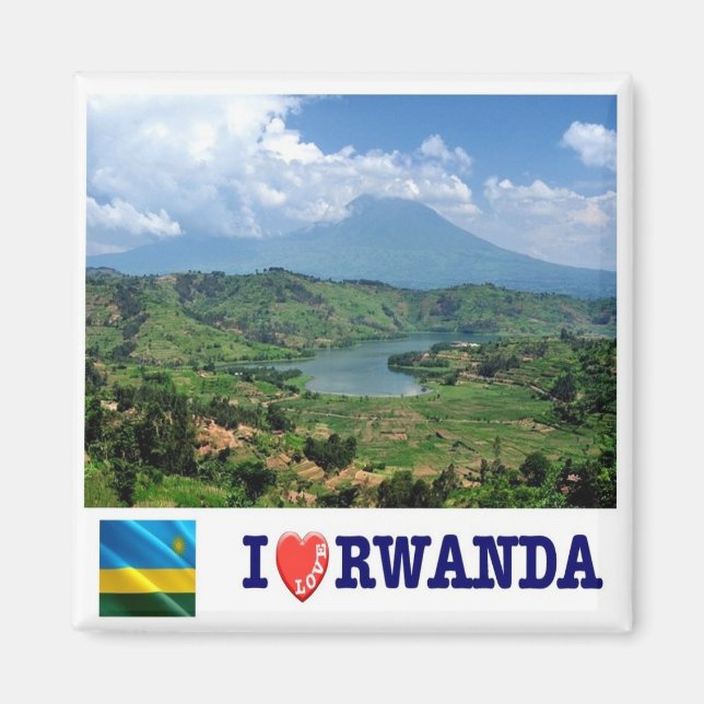 Imán zRW007 RWANDA, I Love, Virunga Mountains, Fridge (Frente)