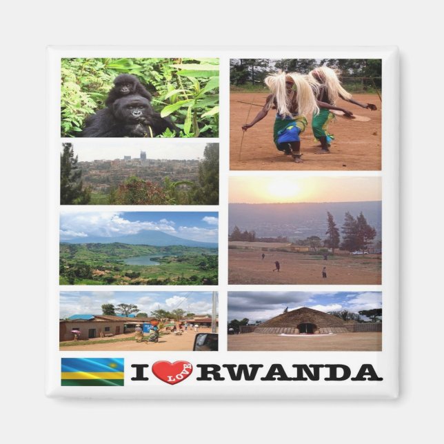 Imán zRW011 RWANDA I Love, Mosaic, Africa, Fridge (Frente)