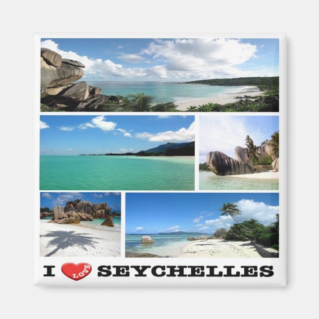 Imán zSC013 SEYCHELLES I Love, Mosaic, Africa, Fridge (Frente)
