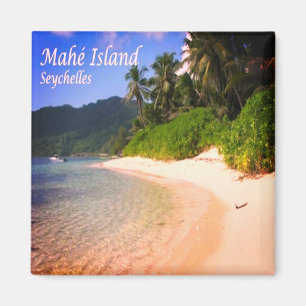 Imán zSC014 SEYCHELLES, Panorama Beach, África, Fridge