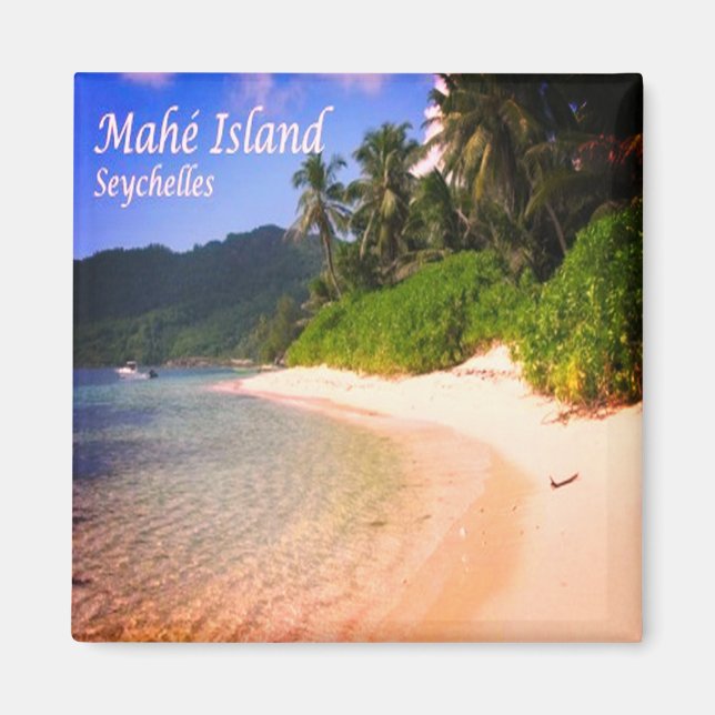 Imán zSC014 SEYCHELLES, Panorama Beach, África, Fridge (Frente)