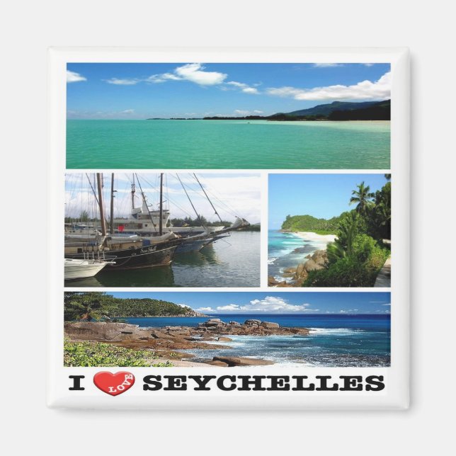 Imán zSC021 SEYCHELLES, I Love, Mahé, Mosaic, Fridge (Frente)