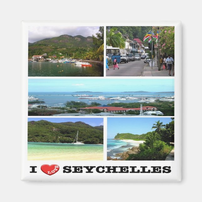 Imán zSC023 SEYCHELLES I Love, Victoria, Mosaic, Fridge (Frente)