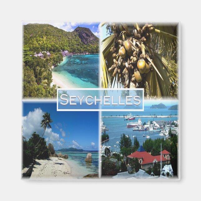 Imán ZSC025 SEYCHELLES, Mosaico, África, Fridge (Frente)